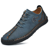 Handmade Genuine Leather Casual Men Shoes Design Sneakers Loafers Driving Mart Lion Blue 38 