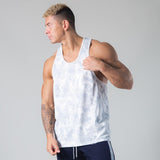 Camo Quick Dry Tank Top Men's Gym Fitness Bodybuilding Training Sleeveless Shirt Summer Casual Stringer Singlet Vest Clothing Mart Lion White (No Logo) M 