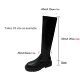 Women Over The Knee High Boots Motorcycle Chelsea Platform Winter Gladiator PU Leather High Heels Shoes Mart Lion Black-A2 35 