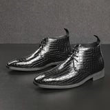 Men's Leather Shoes Dress Shoes Luxury Brand British Style High Top Wedding Oxford Mart Lion   