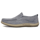 Men's Loafers Summer Breathable Soft Luxury Suede Leather Boat Shoes Slip on Driving Casual Sneakers Mart Lion grey 38 