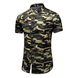 Camouflage Print Shirts Men's Clothing Short Sleeve Cotton Military Cargo Shirt Breathable Tactical Blouses Mart Lion 1068 Asian M 48kg-58kg 