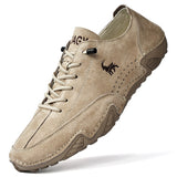Men Handmade Genuine Leather Boots Low-Top Winter Waterproof Flat Round Toe Male Ankle Mart Lion khaki 38 