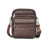 Men's Genuine Leather Crossbody Shoulder Bags Tote Messenger Bag  Leather fanny pack Mart Lion Light brown  