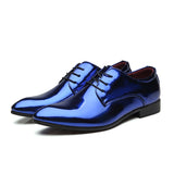 Patent Leather Men's Wedding Shoes Gold Blue Red White Oxfords Shoes Designer Pointed Toe Dress Shoes