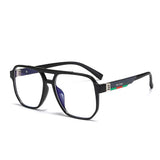 Men's Women Square Anti-blue light Myopia Glasses -1.0 -1.25 -1.5 -1.75 -2.0 -2.25 To -4.0 And +1.0 +1.5 +2.0 For Reading Eyewear Mart Lion 0 Double nose black 