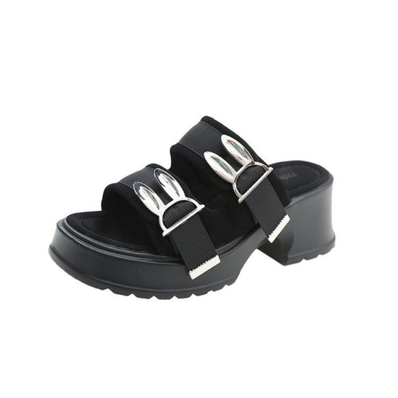  Women Platform Slippers Spring Summer Casual High Heel Shoes Ladies with Metal Designer Sandals Mart Lion - Mart Lion