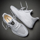 Men's Walking Shoes Breathable White Casual Sneakers Lace-up Lightweight Tennis Shoes Mart Lion   