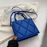 Women Shoulder Bag Trendy Plaid Pu Leather Crossbody Bags Ladies Handbags Designer Top Handle Bag Mart Lion Blue  