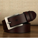 Leather Men's Belts Cow Genuine Leather Belt Pin Buckle Cinturones Para Hombre Mart Lion Auburn China 105cm(waist85-90cm)