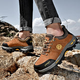 Leather Hiking Shoes Autumn Wear-resistant Outdoor Sport Men's Lace-Up Climbing Trekking Hunting Sneakers Mart Lion   