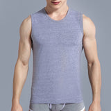 Men's Fitness Gyms Tank Top Men's Fitness Sleeveless Shirt Summer Breathable Sports Vest Undershirt Running Vest Mart Lion Gray L 
