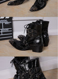 Autumn Austomized Serpentine Men's Boots Bar Party Personality Medium Tip Luxury Model Martins Singer Rivet Leather