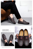 Genuine Leather Men Handmade Shoes Luxury Trendy Casual Slip on Formal Loafers Black Male Driving Peas Mart Lion   