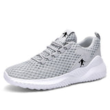 Summer Men's Casual Shoes Lace Up Sports Sneakers Air Mesh Trainers Leisure Lace Up Tenis Footwear Women Walking Flats Mart Lion Gray 38 