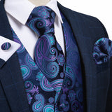 Men's Vest Tie Set Classic Wedding Paisley Black Gold Paisley Tuxedo Suit Vest Formal Dress Male Mart Lion   