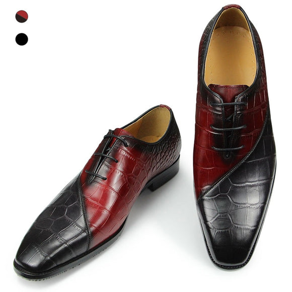  Trendy men's Luxury Designer Party Dress Shoes printing Genuine Leather Oxford Casual Handmade British style Mart Lion - Mart Lion
