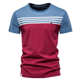 Striped Cotton T-shirts Men's O-neck Slim Fit Causal Designer Summer Short Sleeve Clothing Mart Lion   