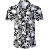 Skull Hawaiian Shirt Oversized Men's 3d Print Beach Shirt Short Sleeve Button Casual Oversized Summer Shirt Mart Lion cs0512001 European size L 