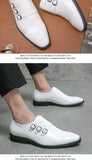 British Style Classic Men's Social Shoe White Leather Dress Shoes Men's Slip-on Wedding Pointed Loafers zapatos hombre Mart Lion   