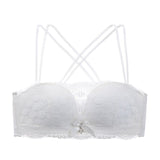 Push Up Lace Bra For Woman Solid Soft Lingerie Underwear Lady Wire Free Lace Tops Bras Female Mart Lion white 70A 