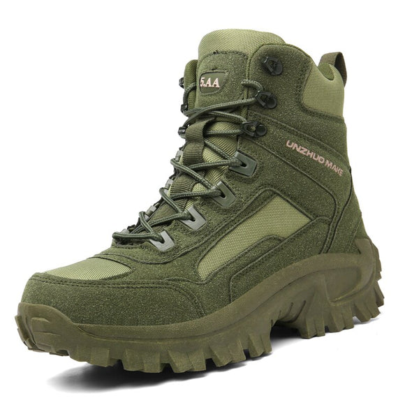 Fujeak Winter Men's Combat Military Boots Non-slip Motorcycle Tactical Outdoor Winter Hiking Mart Lion Army Green 39 