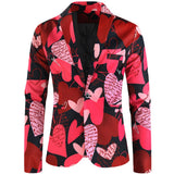 Purple Cute Suits Men's Heart Cup Print Blazer Slim Masculimo Vinatge Dress Club Suit Jackets Homme Mart Lion   