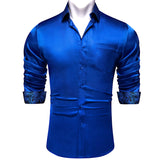 Sage Green Paisley Stretch Satin Tuxedo Shirt Contrasting Colors Long Sleeve Shirts Men's Designer Clothing Mart Lion CY-2212 M 