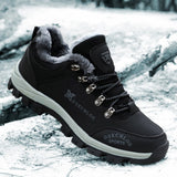 Hiking Shoes Outdoor Men's Sneakers Leather Winter Low-Top Plus Wool Men's Shoes Wear-Resistant Climbing Trekking Sports Mart Lion   