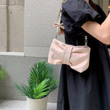 Girl Pearl Bow Handbags Underarm Bag for Woman Summer Small Fresh Fairy Bag One-shoulder Hand-held Messenger Bag Mart Lion   