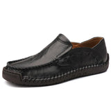 Casual Men's Shoes Genuine Leather Handmade Loafers Moccasins Slip on Driving Mart Lion Black 38 