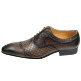  Straight cap-toe Oxford lace-up flat shoes men's casual Leather serpentine for lace up Dress British shoelaces Mart Lion - Mart Lion