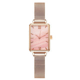 Women Wristwatches Full Stainless Steel Square Ladies Quartz Watch Bracelet Set Mart Lion C5 Pink China 