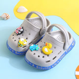 Cartoon Pattern Hole Shoes Children Slippers Boys and Girls Anti Slip Soft Sole Indoor Anti Collision Baby Sandals Mart Lion gray 18 