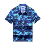 26 Colors Summer Men's Hawaiian Shirts Short Sleeve Button Coconut Tree Print Casual Beach Aloha Shirt Mart Lion 105 blue 3XL for 185CM 87KG 