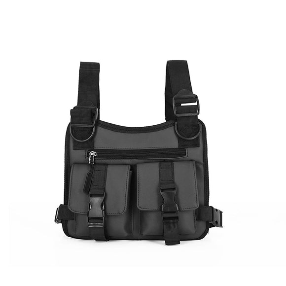 Men's Chest BagsTactical Functional Street Boy Hip-hop Tactical Vest Bag Young Chest Rig Packs Canvas Male Waist Bag Mart Lion Gray chest bag (20cm<Max Length<30cm) 