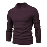 Soft Mid Neck Pullover Men's Casual Solid Color Winter Warm Sweater Pullover Sweater
