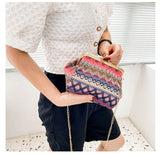 Autumn Straw Handbags Mini Shell Clip Shoulder Bag Ethnic Wind Single Shoulder Crossbody Chain Bag Woman Mart Lion   