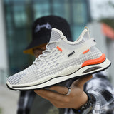 Sports Shoes Men's Casual Lace-up Flying Woven Mesh Breathable Korean Version Trendy Cross-border Mart Lion   