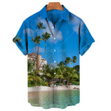 Men's Coconut Tree 3D Printing Shirts Casual Hawaiian Loose Shirts Short Sleeve Shirts Summer Beach Loose Tops Mart Lion ZM-1623 M 