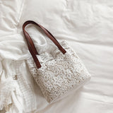 Simple Summer Mori Lace Female Trend Handbag Shoulder Bag Mother Female Bag Mart Lion White  