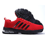 Running Shoes Breathable Men's Sneakers Fitness Air Shoes Cushion Outdoor Brand Sports Shoes Platform Flying Woven Lace-Up Shoes Mart Lion 8877 red 36 