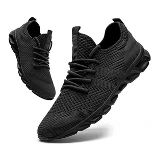 Men's Casual Sport Shoes Light Sneakers White Outdoor Breathable Mesh Black Running Athletic Jogging Tennis Mart Lion   