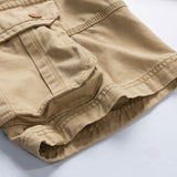 Multi Pocket Solid Color Men's Cargo Pants Solid Color Loose Cotton Straight-Leg Casual Shorts Running Fitness Shorts Mart Lion   
