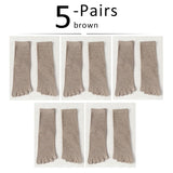 Veridical 5 Pairs/Lot Cotton Five Finger Socks For Men's Solid Breathable Harajuku Socks With Toes Mart Lion Auburn EU39-45  US7-11 