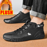 Men's Sneakers Casual Shoes High Top Winter Warm Designer Loafers Lace Up Mart Lion Black Plush 38 CN