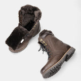 Genuine leather Men's Winter Boots Handmade Warm Snow Winter Mart Lion   