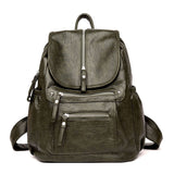 Women Leather Backpacks Vintage Female Shoulder Bag A Dos Travel Ladies Bagpack Mochilas School Girls Mart Lion Green  