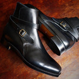 Men's Black Brown Red Buckle Boot Vintage Casual Classic Zapatos De Hombre Mart Lion   