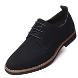 Men's Suede Leather Casual Shoes Summer Men's Oxford Shoes Men's Lace-Up Flats Shoes Zapatos De Hombre Mart Lion Black 38 